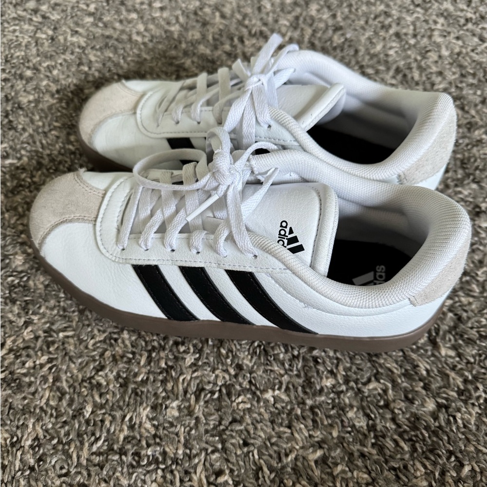 Adidas White and Black Striped Sneakers